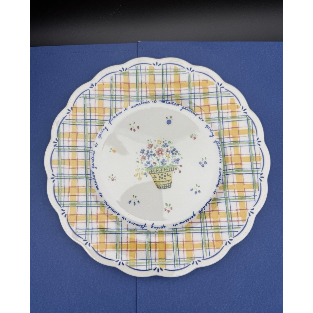Nikko Dena's Garden Set of Four Salad Plates 8" green yellow blue Red 1998 New - Picture 13 of 17